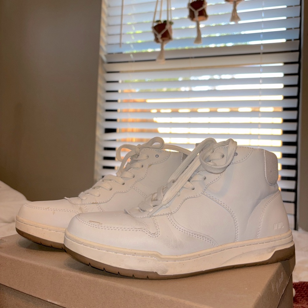 Madewell Court High-Top Sneakers in Napa Leather and Washed Nubuck 8.5
